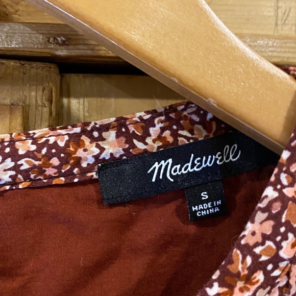 Madewell Floral Mini Dress in Brown & Red Size Small - Picture 6 of 7